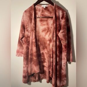 Warehouse One Light/Dark Dusty Rose Open Cardigan Size XL